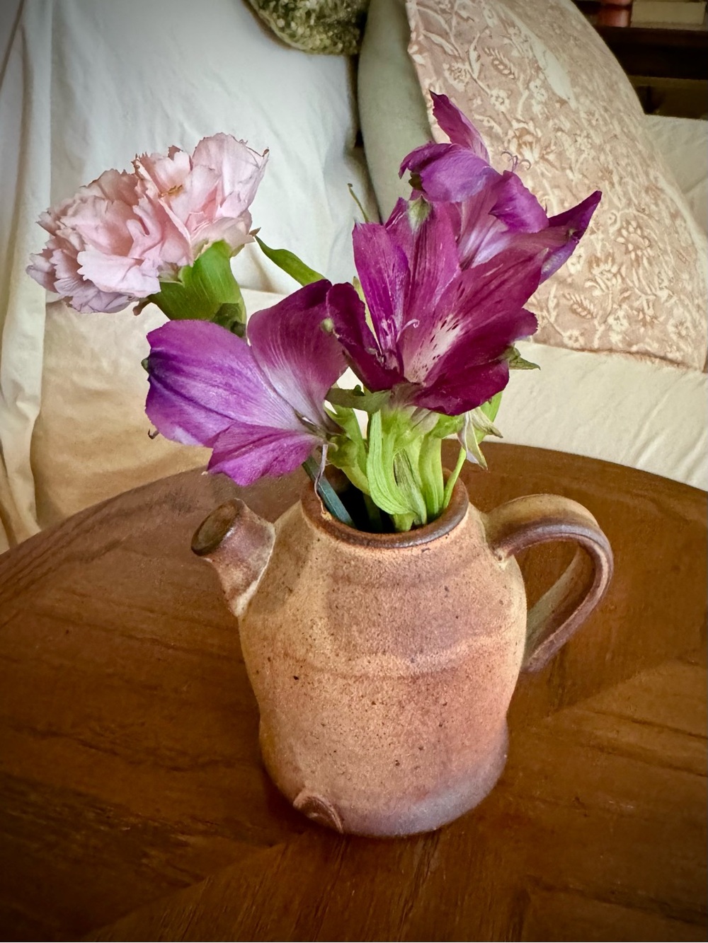 Small Handmade Rustic Ceramic Pitcher Style Vase